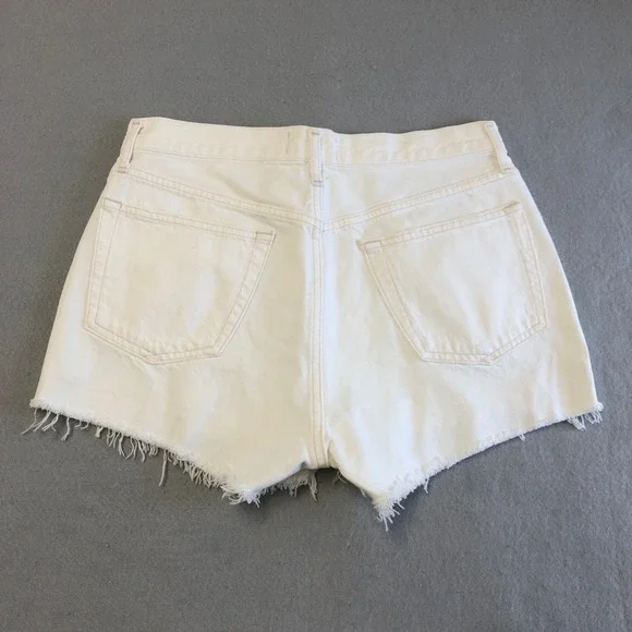Agolde Parker Jean Shorts Womens 26 2 White Denim Cutoff Distressed Festival - Picture 3 of 10